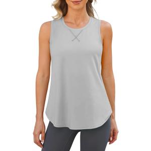 G4Free Racerback Workout Tank Tops for Women High Neck Athletic Long Tanks Fast Dry Sleeveless Pilates Running Shirts
