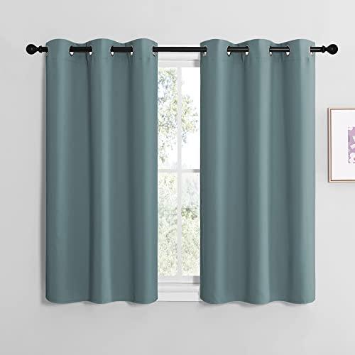 NICETOWN Modern Blackout Curtains Noise Reducing, Thermal Insulated and Privacy Room Darkening Drape Panels for Boy's Guest Room Door Small Short Window (Greyish Blue, 2 Panels, W42 x L40 -Inch) NICETOWN Modern Blackout Curtains Noise Reducing, Thermal Insulated and Privacy Room Darkening Drape Panels for Boy's Guest Room Door Small Short Window (Greyish Blue, 2 Panels, W42 x L40 -Inch)