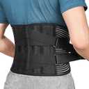 FREETOO Back Braces for Lower Back Pain Relief with 6 Stays, Breathable Back Support Belt for Men/Women for work, Anti-skid lumbar support belt with 16-hole Mesh for sciatica(Waist Size:45.3''-55'')