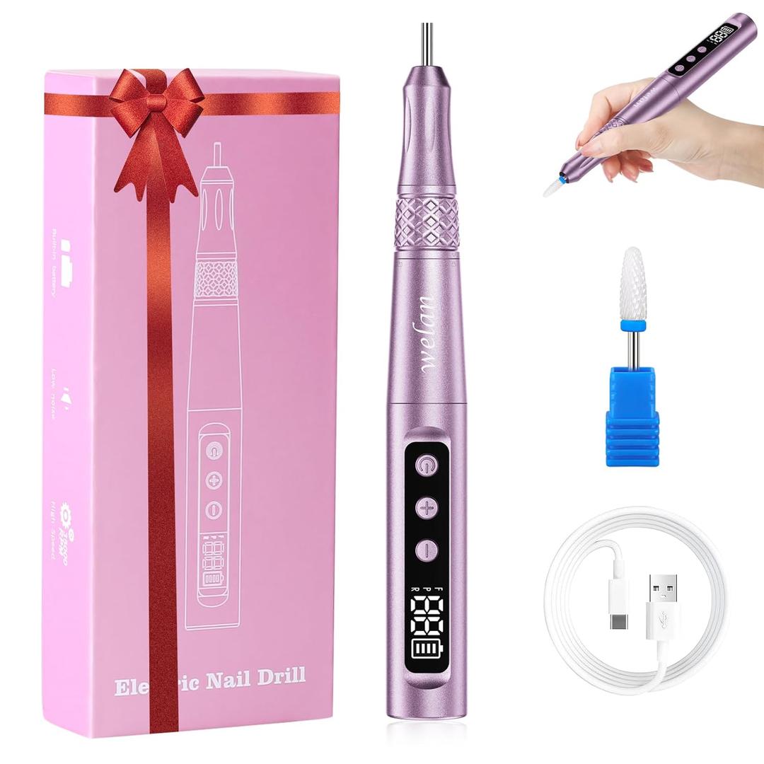 Electric Nail Drill Professional, Cordless NailDrill, 35000RPM Professional NailDrill, Portable Efile Nail Drill Machine for Acrylic and Gel Nail with Manicure and Polishing Tool Set (Pink)