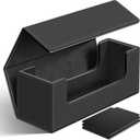 Homthy 600 Card Deck Case for Trading, Leather Magnetic Closure Commander Storage Box Fit for Sports, Game, Standard Cards (Black)