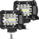 4 Inch 120W LED Light Bar 12000LM Spot Flood Combo Off Road Triple Row Work Driving Fog Light for Pickup Truck ATV UTV SUV Boat 2PCS