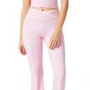 RXRXCOCO Women's Workout Sets 2 Piece Flare Leggings Butt Lifting Crop Tank Top Matching Set Colorblock Gym Yoga Outfits (Pink, S)