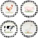 Certified International Farm 9" Salad/Dessert Plates, Multicolored, 9" x 9", Set of 4