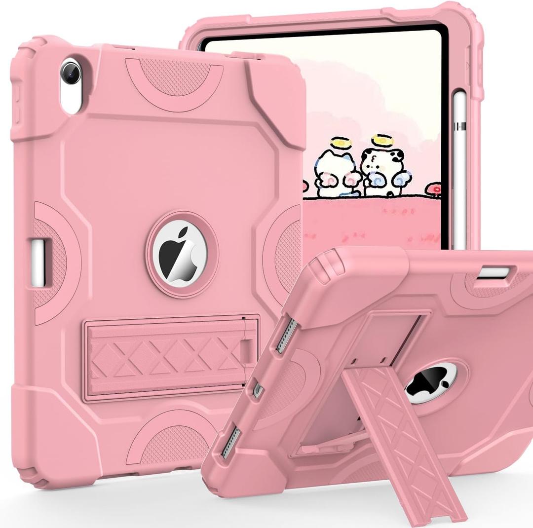 Cantis Case for iPad 11-inch (A16) 2025/ iPad 10th Generation 2022 (10.9 inch), Shockproof Cover 10th Generation with Pencil Holder & Kickstand, Rose Gold