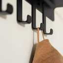 Kazai. Coat Rack Wall Mount with Shelf 'Holmsen' | Coat Rack with Shelf for Storage and Display | Wall Hooks for Hanging Clothes and Purses | Modern Entryway Hangers in Metal | Black