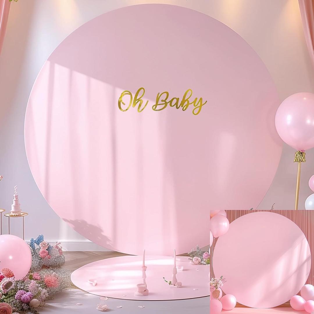 Gallety 7.2 FT Pink Round Backdrop Cover for 5 to 7.2ft Round Backdrop Stand - Adjustable Circle Arch Backdrops Cover for Wedding Birthday Party Photography Baby Shower Decoration