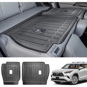 Vanseno 2nd Backrest Mat Kick Mats Compatible for 2020-2024 Toyota Highlander Back Seat Protector for 2020 2021 2022 2023 2024 Toyota Highlander Accessories