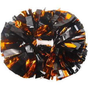 Lovecheer 2PCS/6PCS Metallic Pom Poms Cheerleading with Baton Handle Cheer Pompoms for Kids Adults Team Sports Spirit Party Cheering (Orange and Black)