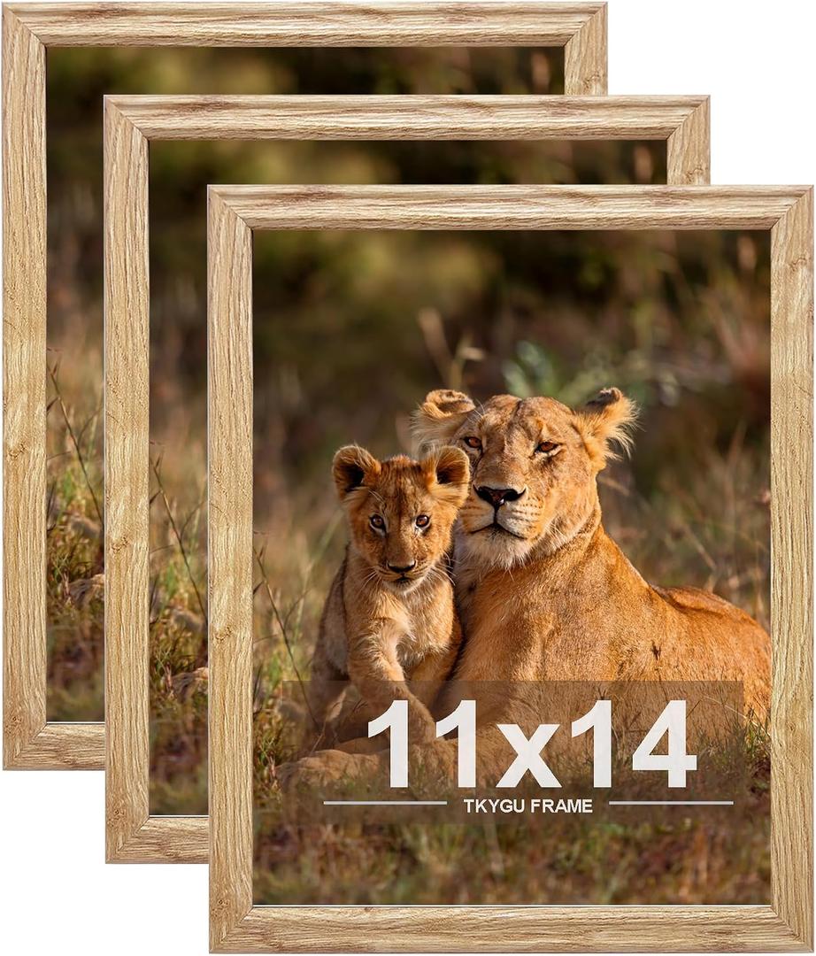 11x14 Picture frame set of 3, Modern Style woode frames Wall Mounting Horizontally or Vertically, 11 x 14 Wall Gallery Poster Photo Frame with Shatter Resistant Plexiglass,best gift