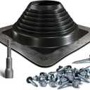 VIVIDA #8 Silicone Metal Roof Pipe Boot, High Temp Flexible Roof Jack Vent Boot for Pipe OD 7" to 13", Roofing Screws & Hex Socket Included, Square Base, Black, 1 Pack