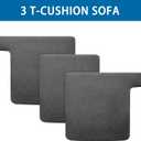 T Cushion Sofa Slipcovers Leather-Look 3PC Stretch Sofa Cushion Covers for 3 Cushion Couch Individually Couch Seat Covers with Elastic Bands, Pet-Friendly, Non-Slip, Easy Fit - Grey