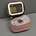 Mini Makeup Bag with Led Mirror, Small Travel Make up Bag 3 Light Modes Adjustable Brightness, for Women Organizer Cosmetic Bag, Portable Travel Train Toiletry Bag, for Pool Parties Work TouchUps