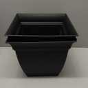 The HC Companies 12 Inch Eclipse Square Planter Pots with Drainage Holes & Attached Saucer, Lightweight UV-Resistant Plastic Outdoor Planters, 2-Pack Flower Pots for Garden & Home Decor, Black