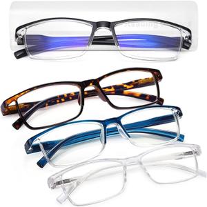 LUFF 3Pcs Anti-Blue-ray Reading Glasses Portable Ultra-Light Readers(1.00X) (Mix Color)