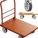 Heavy Duty Platform Truck Cart, Flatbed Cart Folding Hand Trucks, 2200lbs, with 6" Swivel Brake Casters, Foldable for Easy Storage (36" x 24") (Yellow)