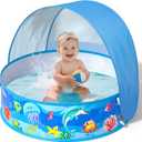 Baby Pool with Canopy Foldable Kiddie Pool with Sun Shade Pools for Toddlers Baby Beach Essentials Pop Up Tent Swimming Wading Pools Portable Summer Water Play for Indoor Outdoor Beach Backyards
