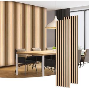 Dowell 3D Slat Wall Panels, Oak Color Wood Grain Pattern,Fluted Panels for Wall,Wall Decor Panels Noise Reduction (9001 95142 12 Oak Natural 95"H)
size 95x13