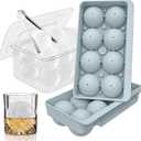 WIBIMEN Large Ice Cube Molds, Big Round Whiskey Ice Cube Trays for Freezer, Easy to Fill & Release, Whiskey Bourbon Cocktail(2.5In*8 Balls- Blue/2 Pack)