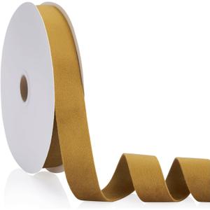 Antique Gold 1 inch Velvet Ribbon, Double Faced Continuous 20 Yards Velvet Ribbon Use for Christmas Tree Ornaments,Gift Wrapping,Bow Making,Wreath Decoration,Wedding Boutonnieres,Handmade Crafts