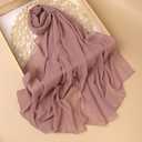 Fashion Chiffon Hijab For Women,Scarf With Gold Bead Chains Decorated Abaya Accessories Muslim Headscarf Shawl (Gray)