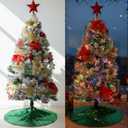 44 Pcs 4 ft Half Christmas Tree for Wall Corner Christmas Tree with Xmas Ball Light String Icicle Flowers Snowflake Ribbon Top Star for Holiday Indoor Party Decoration (Frost White)