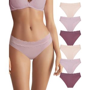 Aijolen Seamless Underwear for Women No Show Bikini Panties Lace Cheeky Hipster 6 Pack L (Large)
