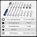 18PCS Steering Hub Suspension Shock Absorber Strut Nut Removal Tool Socket Kit, 1/2 inch Suspension Strut Spreader Tool Set, with Gloves