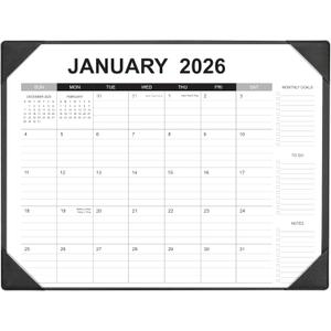 Desk Calendar 2026-2027 with Desk Mat  22" x 17" Large Desk Pad Calendar Runs from January 2026 to June 2027, Office Supplies Desktop Monthly Calendar for Home & Office (Black)