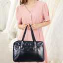 Mikikit Japanese School Bag for Women and Men - Waterproof Pu One-Shoulder Handbag Tote with Large Capacity - Uniform Shoulder Briefcase for Commuting and Laptop Carry