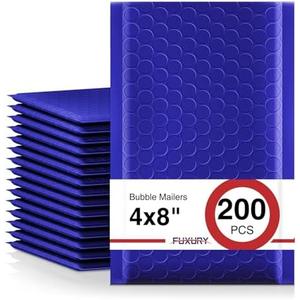 Fuxury Bubble Mailers 4x8" 200 Pack Waterproof Padded Envelopes Self Seal Bubble Envelopes Padded Mailers for Small Business Envelope Mailers Usable Size 4x7 Royal Blue