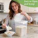 Tight-Lock Rice Container 10-15 Lbs - Airtight Flour Container with Scoop - Food-Grade Plastic Food Storage Container for Cereal, Sugar - Dry Food Dispenser for Kitchen, Pantry Organizers and Storage