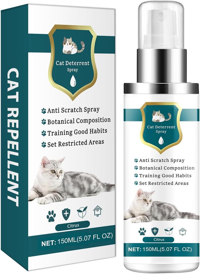 Advanced Cat Deterrent Spray, Natural Formula Cat Repellent Indoor and Outdoor, Strengthened Cat Scratch Deterrent for Furniture, Sofas, Rugs, Curtain Protection, Stop Cats from Urinating (Green, M)