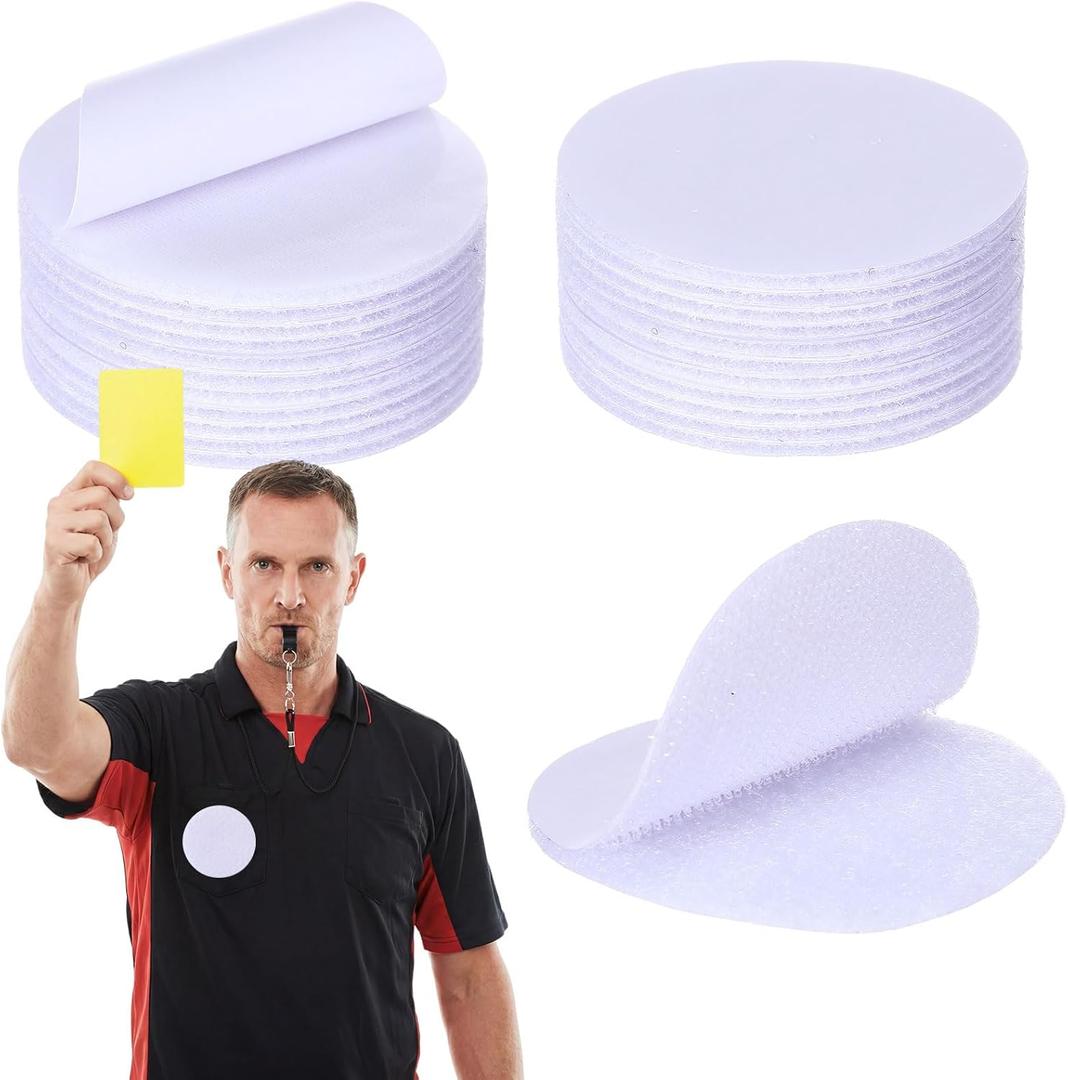 CHENGU 12 Pairs Referee Patch Hook and Loop Dots 3 Inch Self Sticky Circle Round Adhesive Double Sided Hook and Loop Fasteners for Home Office DIY Wall Decor Tool Hanging (White)