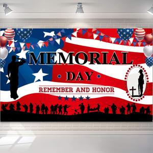 Memorial Day Backdrop Banner, Memorial Day Decorations for Office Home, Remember and Honor Backdrop Banner, Remember and Honor Sign Patriotic Decorations