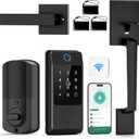 Wi-Fi Smart Deadbolt Lock with Handle Sets, Miuedo Keyless Entry Door Lock for Front Door, Compatible with Alexa & Google Assistant, Auto Locking-Black