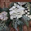 20 Glitter Pine Christmas Winter Wreath with Metallic Silk Hydrangea Pinecone & White Berry Mixed with Norfolk Cypress Cedar & Spruce, Wreaths for Front Door Porch Mantel & Fireplace Decor