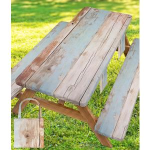 Picnic Table Cover with Bench Covers Waterproof Elastic Tablecloth Camping Essentials Gear Table Cloth Outdoor Glamping Cool Camping Gifts for Camper RV Owner Camping Lovers Family Couple Women Men