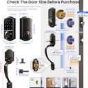 Veise VE017-H Fingerprint Smart Front Door Lock Set, App Control, 8-in-1 Keyless Entry Deadbolt with Zinc Alloy Handles, Emergency Power Port, Touchscreen Keypad, Auto Lock, Easy Install, Matte Black