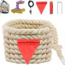 Tug of War Rope for Kids and Adults, Natural Twisted Cotton Rope, Outdoor Games Set Perfect for Carnival Team Building Activities, Field Day Family Reunion Birthday Party Game, Outside Yard Lawn Games