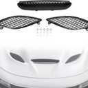 Front Hood Bezel Vent Trim Hood Scoop Grille Kit Fit for Dodge Charger SRT Hellcat 2015-2020, 68202581AA 68202580AA 68202462AA Hood Bezel 3PCS (Left ＆ Right Side + Centre) Plastic Replacement