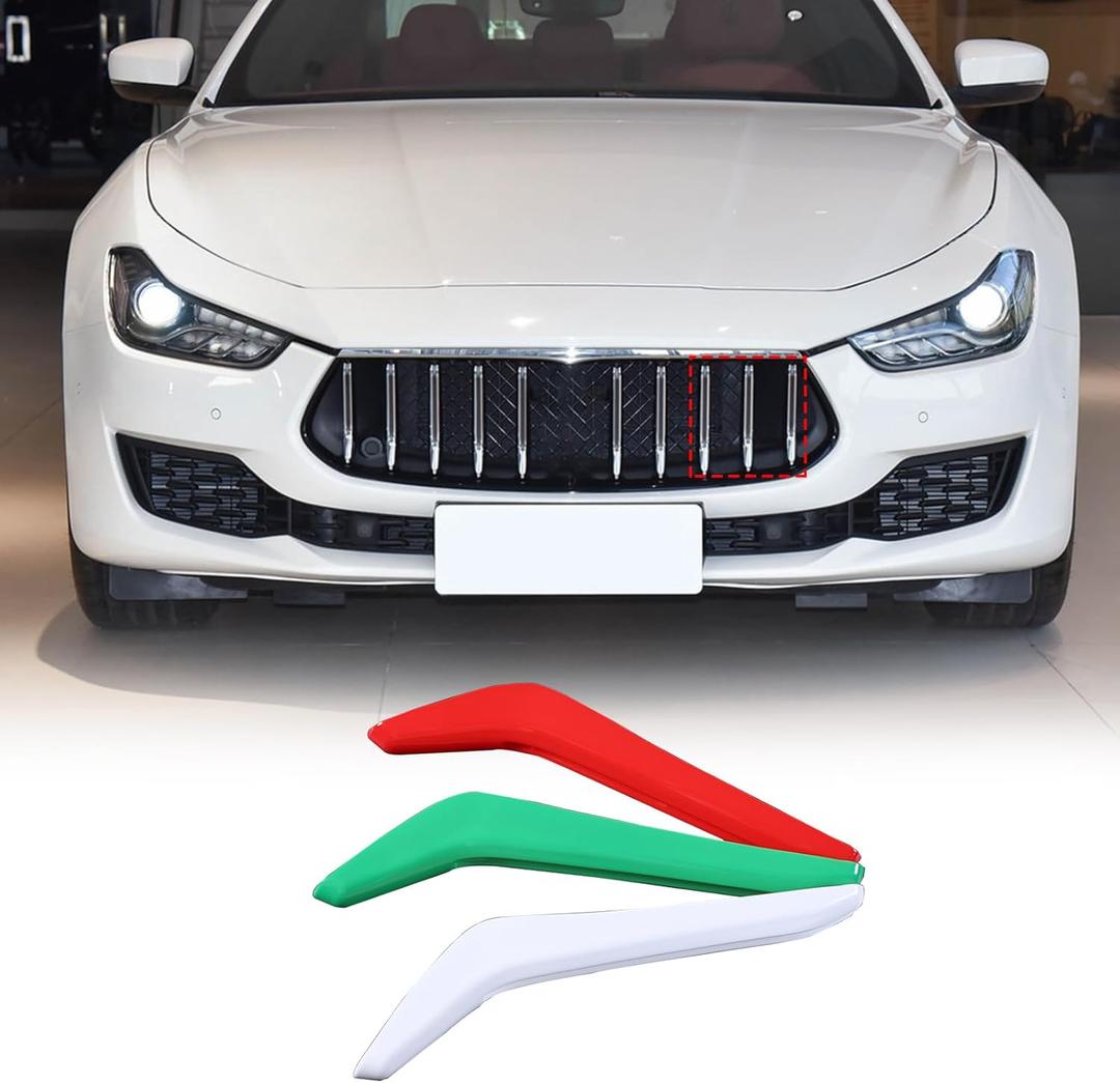 LLKUANG Front Grill Cover Trims Compatible with Maserati Ghibli Quattroporte 2022 2023 2024+,3 Color Car Front Grill Decoration Strips Exterior Accessories