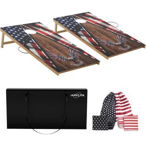 Cornhole Board Set,Corn Hole Games for Adults Outdoor,2X4FT Solid Wood Regulation Cornhole Boards with 8 Cornhole Beans Bags & Carry Case