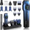 5-in-1 Electric Beard Trimmer Magnetic Replacement Heads, Professional Cordless Hair Clippers for Men Rechargeable, IPX7 Waterproof Grooming Kit for Face, Mustache, Body, Nose, Gifts for Men (Blue)