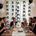 Taobary 8 Pcs 6.6 ft Valentine Bow Garland, Satin Ribbon Bow Banner Coquette Hanging Ornament for Photo Wall Backdrop Birthday Party Wedding Bridal Baby Shower Decorations(Black,1 Inch)