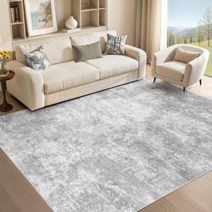 Micgeek Area Rug Living Room - 7X9 Abstract Washable Large Soft Foldable Non Slip Rug Neutral Modern Low Pile Carpet for Bedroom Nursery Dining Room Farmhouse Home Office Indoor - Light Grey