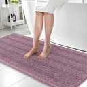 OLANLY Thick Bathroom Rugs 59x24, Extra Soft Absorbent Chenille Striped Bath Rugs, Rubber Backing, Machine Wash Dry, Bath Mats for Bathroom Floor, Tub and Shower, Home Decor Accessories, Deep Plum