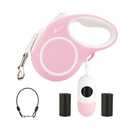 WRSOMIT Upgraded Retractable Dog Leash with Chew Proof Cable and Poop Bag Dispenser, 16Ft Heavy Duty Dog Leash for Small Medium Large Dogs up to 120lbs, 360° No Tangle, Pink