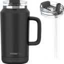 Hydraful 64 oz Tumbler with Handle and Straw - 100% Leak-Proof - Insulated Cup Reusable Stainless Steel Large Water Bottle Travel Mug for Gym, Hiking, and Camping - Gifts for Women Men Him Her (Black)