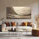 WINKAILIN Modern Abstract Wall Art with Frame Brown and Grey Painting Wave Poster Line Canvas for Living Room Bedroom Textured Home Decor 24x48 Inch